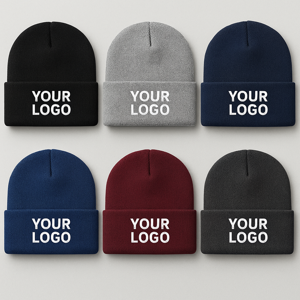 Six Pack Custom Embroidered Beanies (Your Logo Included)
